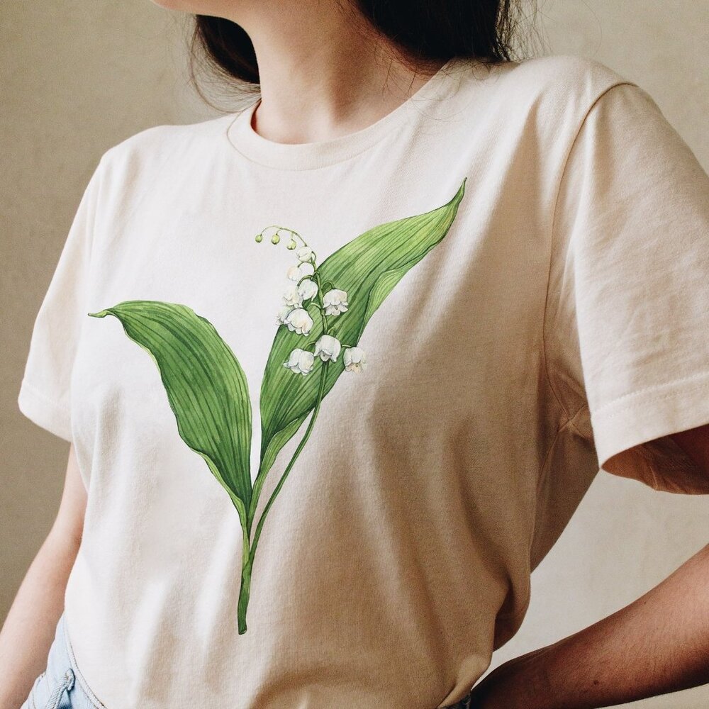 Lily of the Valley shirt - May Birth Flower watercolor shirt